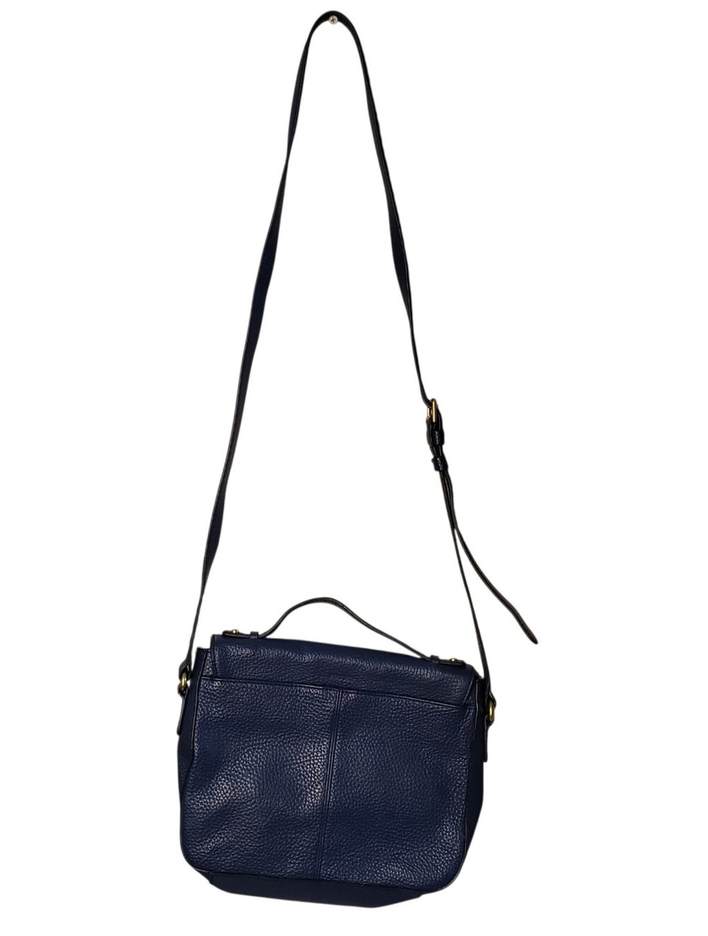 Fossil Navy Blue Pebbled Leather Crossbody Satchel - Elegant Everyday Bag - Picture 2 of 7